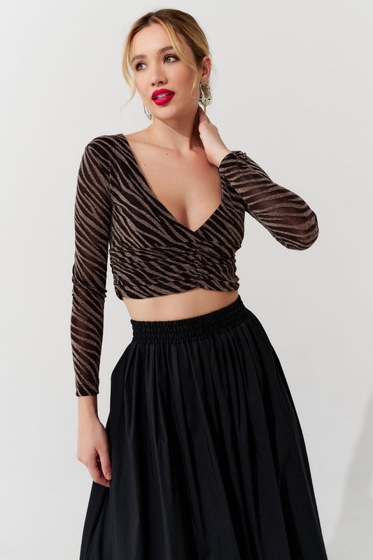 Blusa Manga Longa com Franzido Monserrate Dourado UNICA