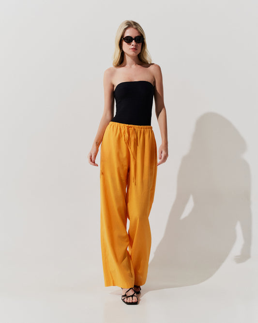 Calça Pantalona Cós Franzido LARANJA