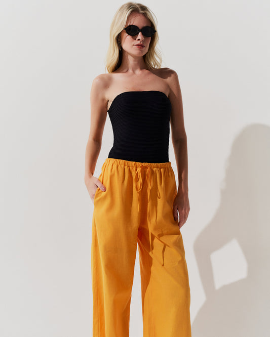 Calça Pantalona Cós Franzido LARANJA
