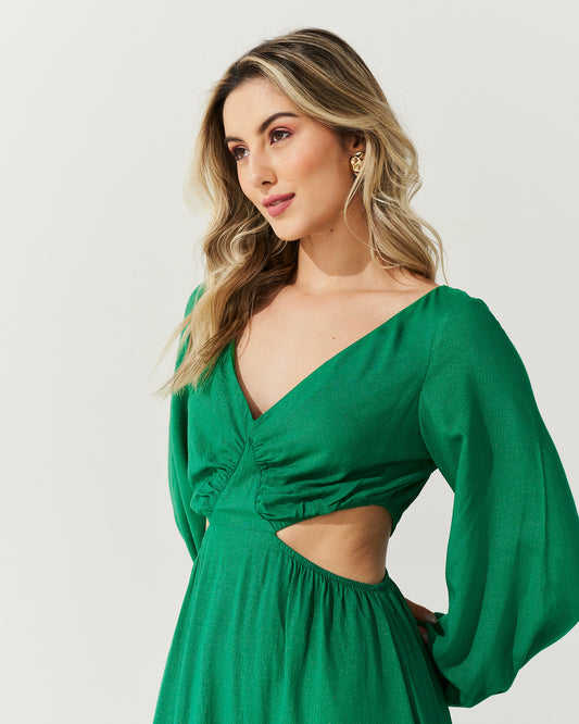 Vestido Longo Decote V VERDE