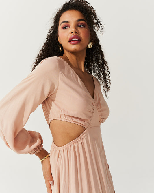 Vestido Longo Decote V BEGE