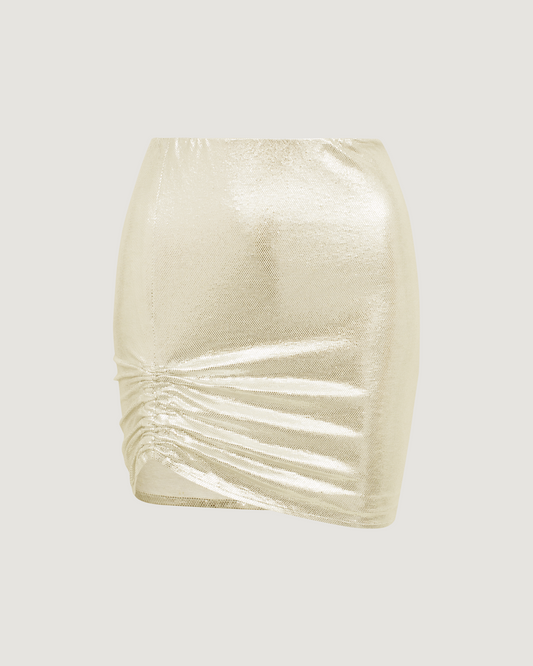 Saia Mini Franzido Metalizado DOURADO