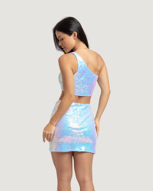 Top Selena Paetê AZUL