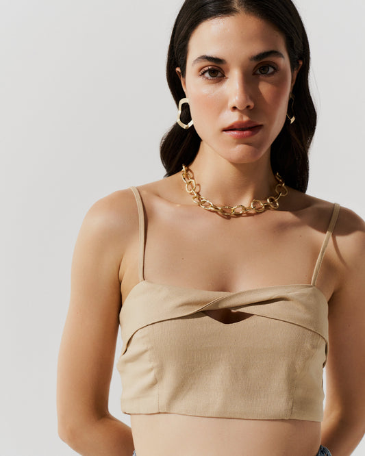Top Pala Torcida BEGE