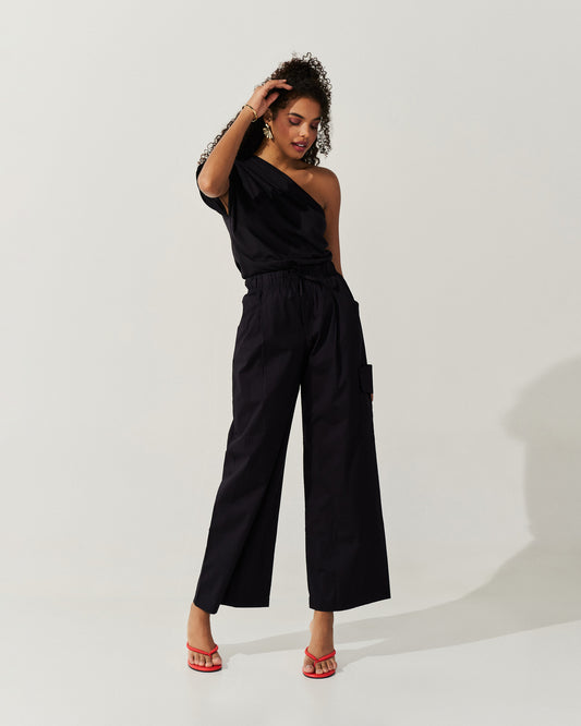 Calça Pantalona com Bolsos PRETO