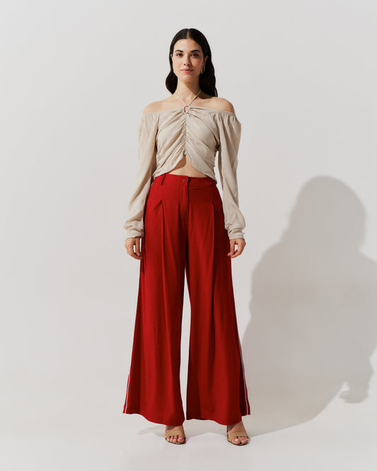 Calça Pantalona com Vivo VERMELHO