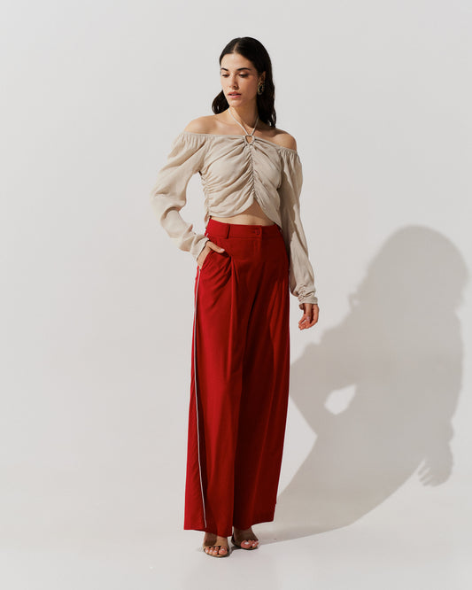 Calça Pantalona com Vivo VERMELHO