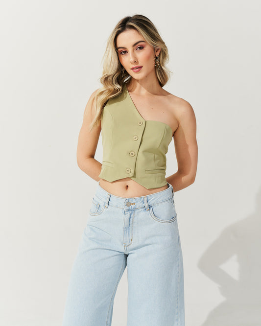 Blusa Colete Nula manga Só VERDE