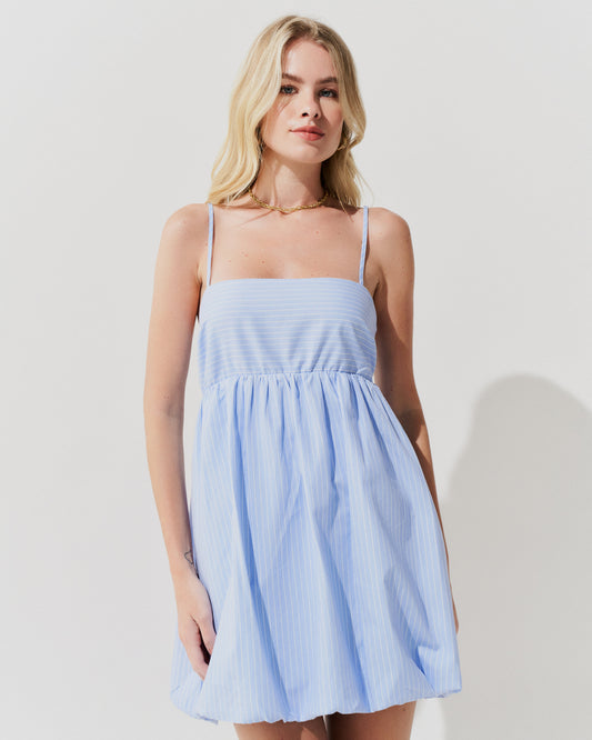 Vestido Balone Listras AZUL