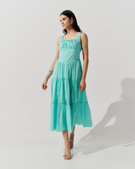 Vestido Midi Três Maria Verde Agua UNICA