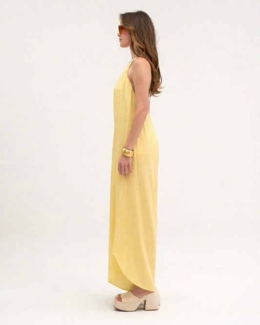 MACACÃO LONGO FRENTE ÚNICA COM AMARRAÇÃO AMARELO