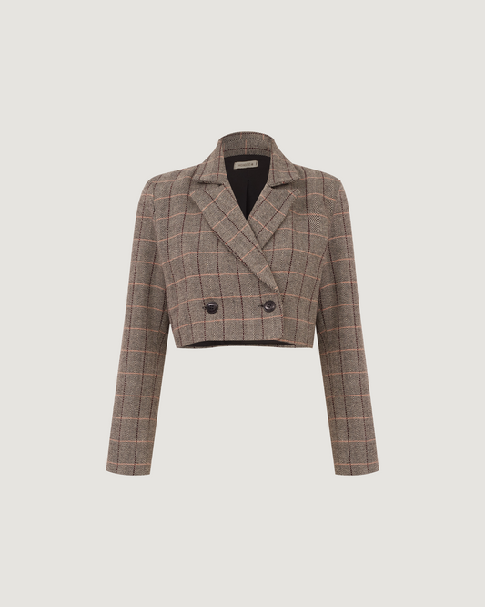 Blazer Cropped Xadrez CINZA
