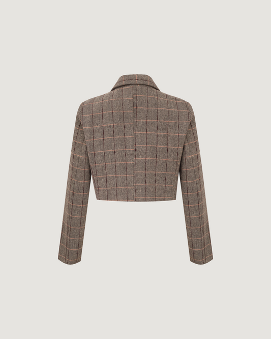 Blazer Cropped Xadrez CINZA