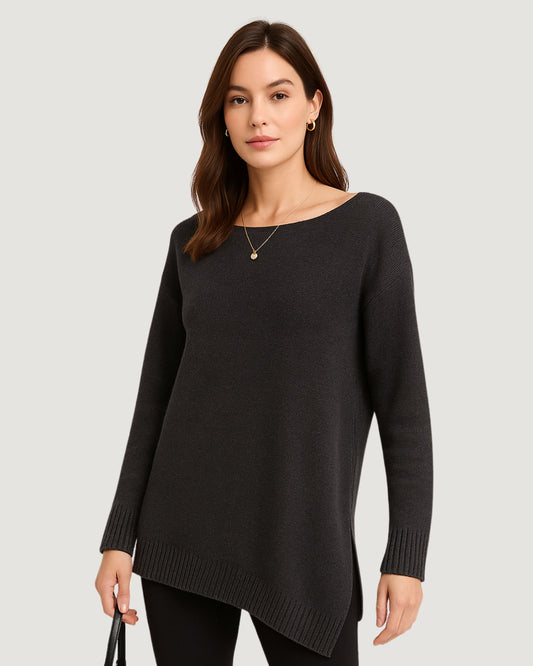 Blusa Tricot Barra Assimétrica PRETO