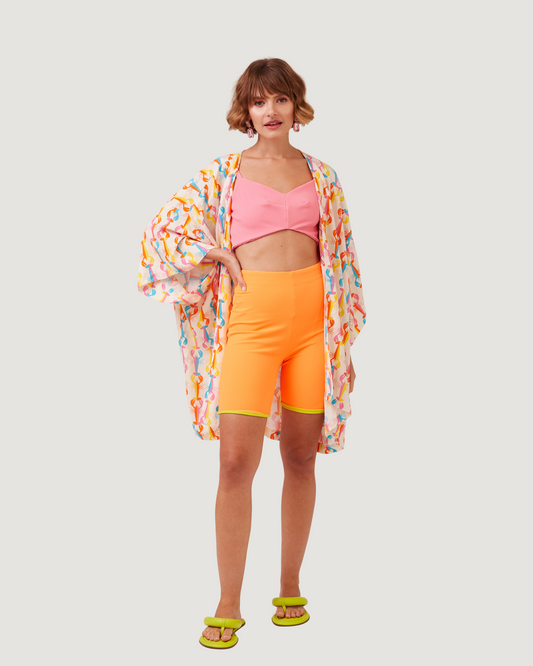 Shorts Biker Canelado LARANJA