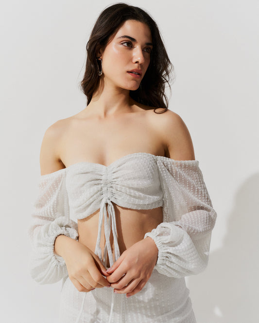 Conjunto Tule Bolinhas de Veludo PRATA