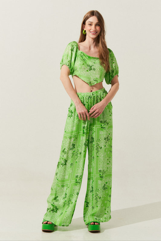 Calça Reta Paisley Mika VERDE