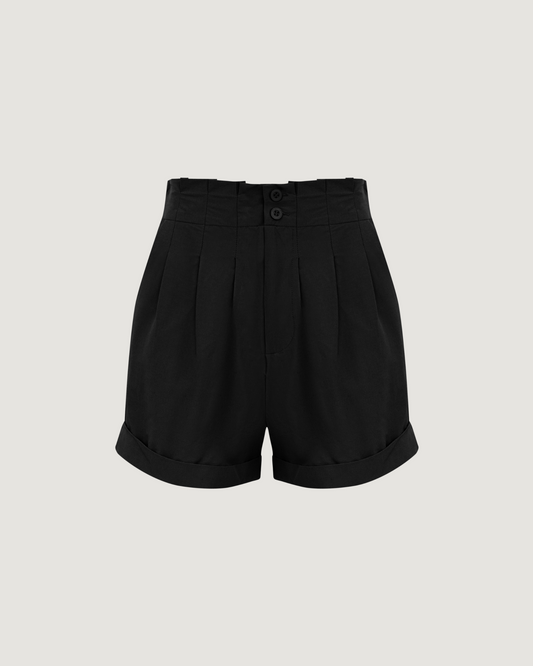 Shorts com Pregas Milena Verde PRETO