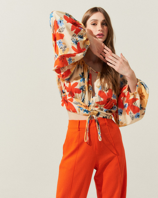 Blusa Decote Franzido Lele BEGE