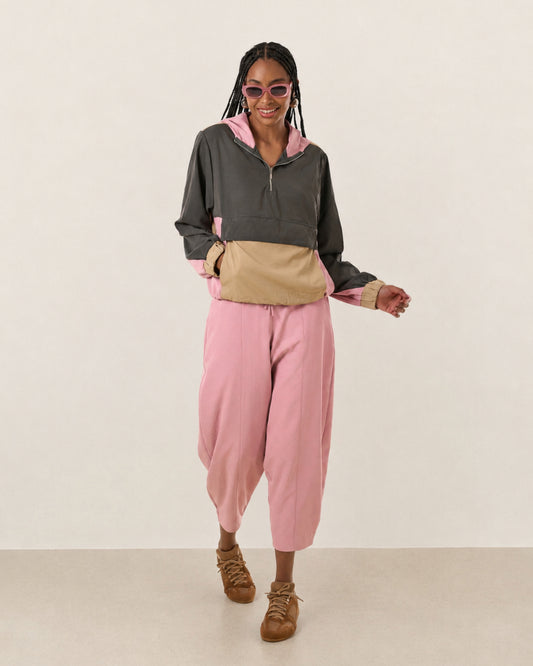 CALÇA BARREL CÓS COM AMARRAÇÃO ROSE(ROSA