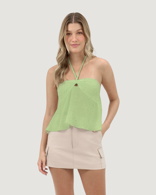 BLUSA CURTA COM AMARRAÇÃO VERDE