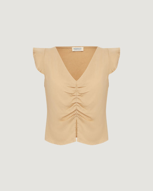 Blusa Decote V Laura Bege UNICA