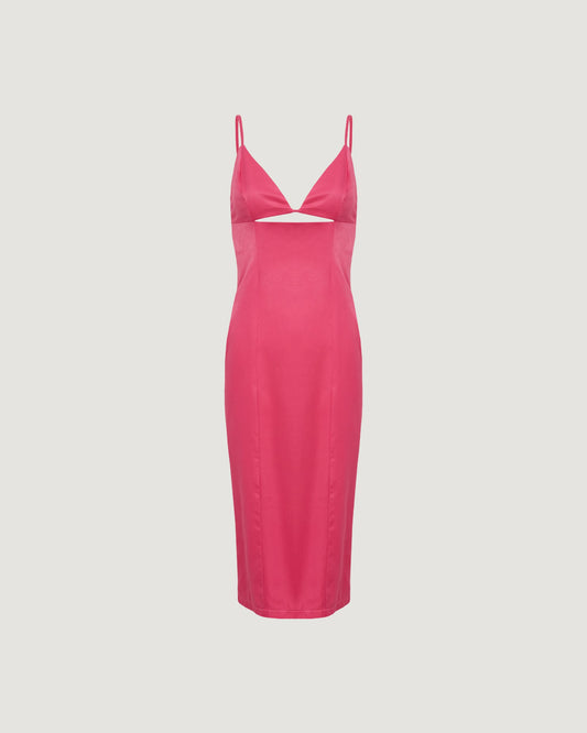 Vestido Midi com Fenda Costas ROSA