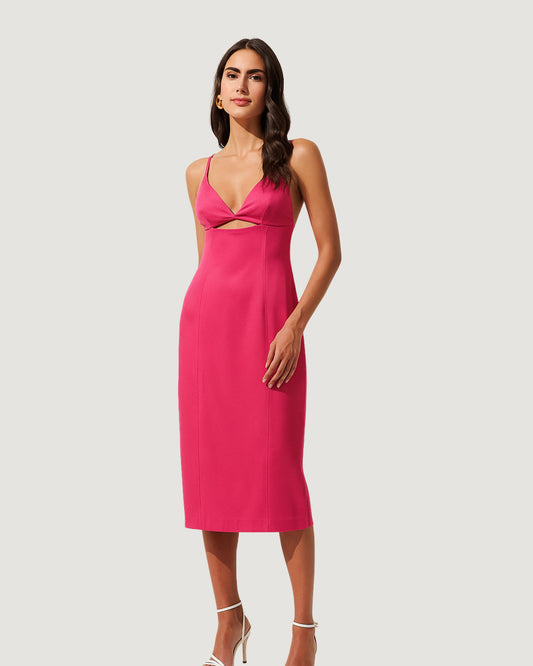 Vestido Midi com Fenda Costas ROSA