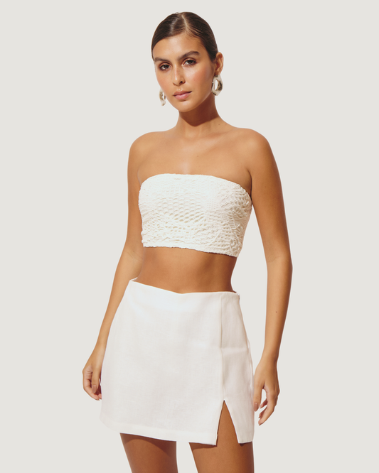 SHORTS SAIA EM LINHO OFF WHITE