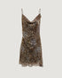 VESTIDO CURTO ESTAMPADO ONCA GOLD