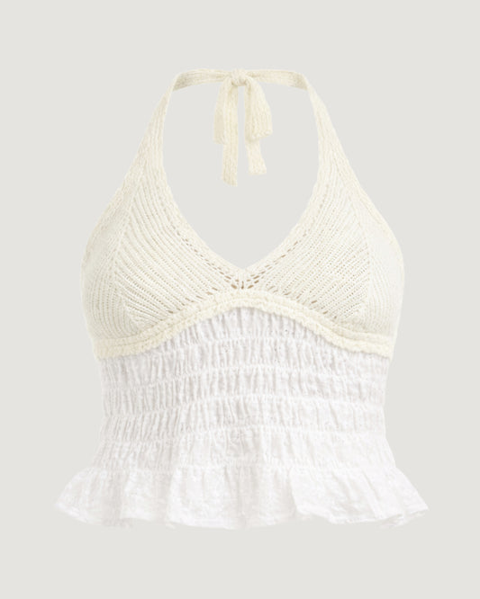 REGATA BLUSA TRICOT COM LASTEX BRANCO