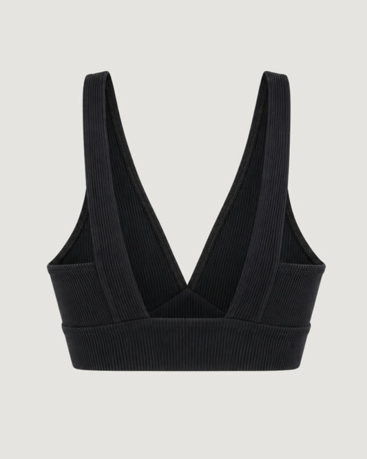 TOP DECOTE V CANELADO PRETO