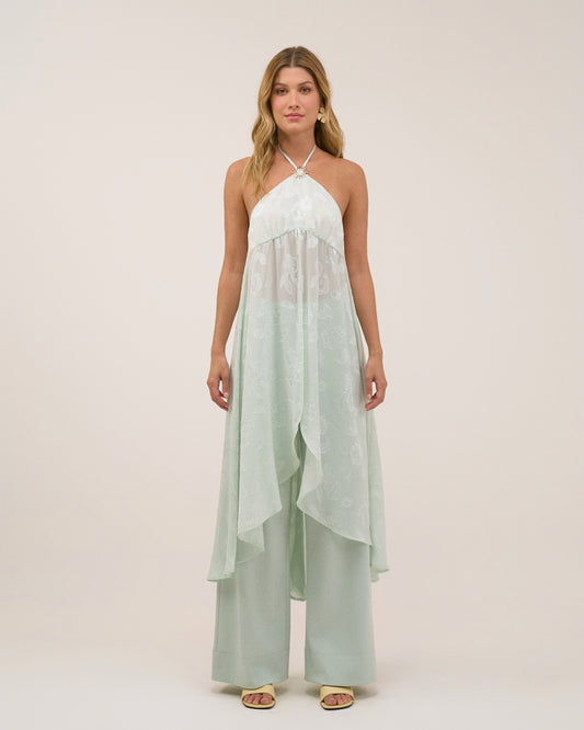 BLUSA BATA FRENTE ÚNICA ALONGADA VERDE