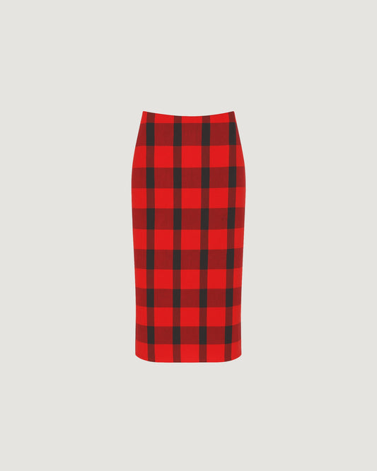Saia Midi Xadrez Vermelho e PRETO