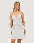 VESTIDO CURTO COM BABADO FRONTAL OFF WHITE