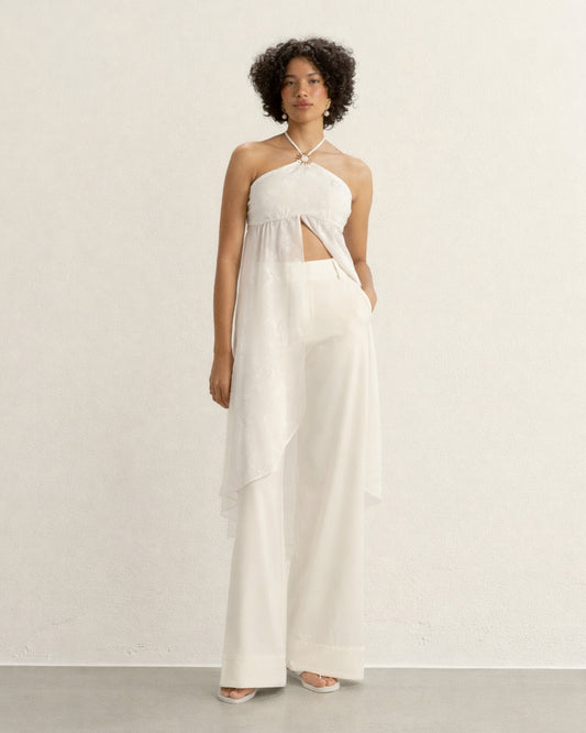 BLUSA BATA FRENTE ÚNICA ALONGADA BRANCO