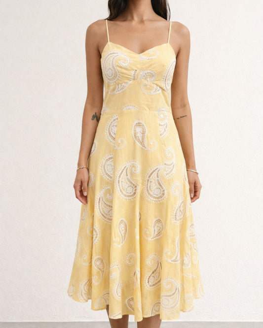 VESTIDO MIDI LAISE MANTEIGA (AMARELO)