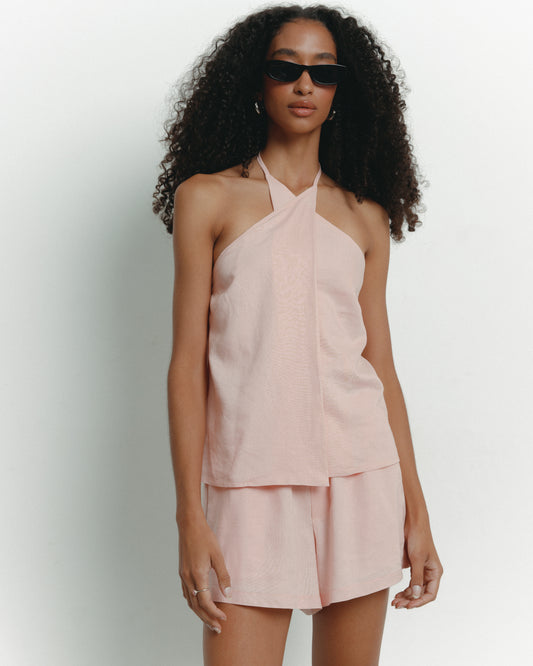 SHORTS CURTO COM ELÁSTICO NO CÓS ROSA