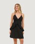 VESTIDO CURTO COM BABADO FRONTAL PRETO