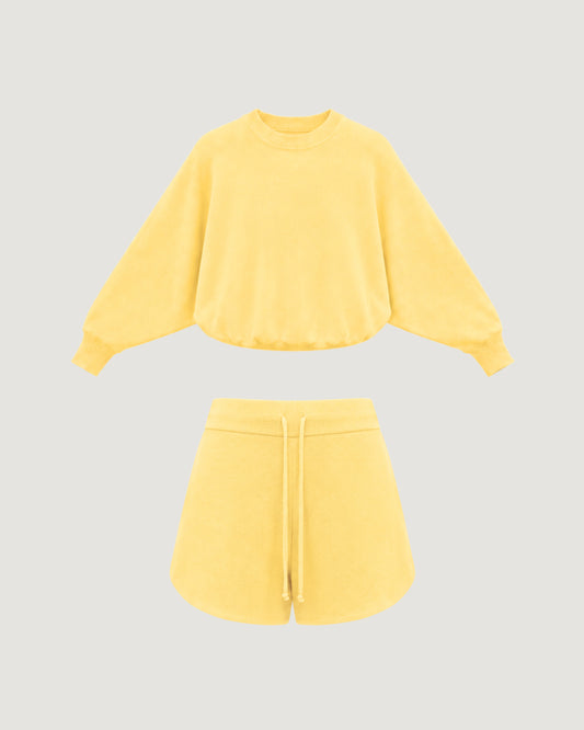 CONJUNTO DE TRICOT COMFY MANGA LONGA AMARELO