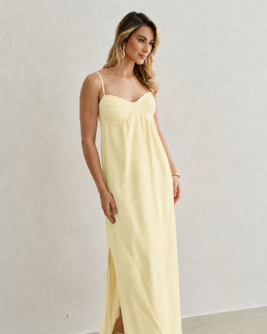 VESTIDO MIDI COM BOJO AMARELO