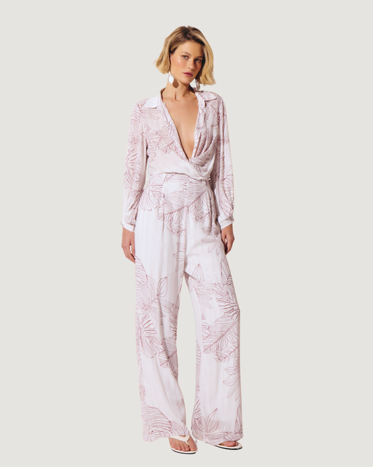 CALÇA PANTALONA FOLHAGEM OFF WHITE