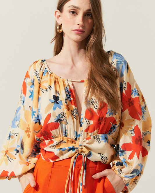 Blusa Decote Franzido Lele BEGE