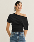 BLUSA CAMISETA OMBRO CAÍDO PRETO