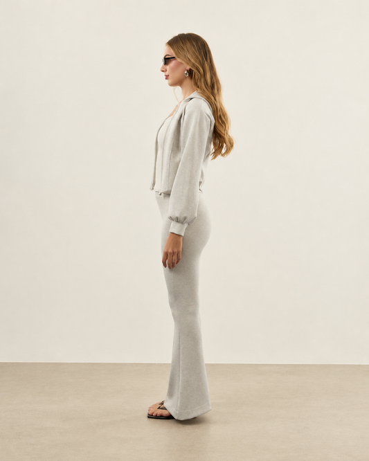 CALÇA DE MOLETOM FLARE BAILARINA CINZA MESCLA