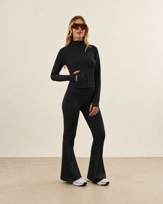 CALÇA DE MOLETOM FLARE BAILARINA PRETO