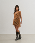 VESTIDO CURTO ESTAMPADO POA FUNDO LARANJA