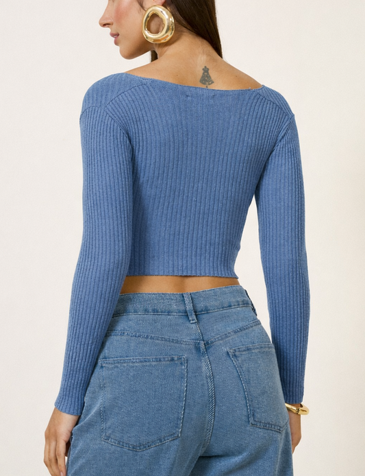 BLUSA MANGA LONGA FRENTE AZUL