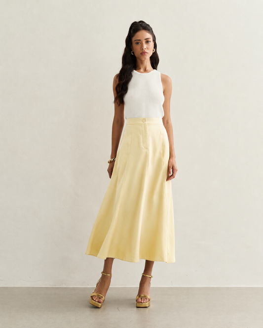 SAIA MIDI RECORTES AMARELO