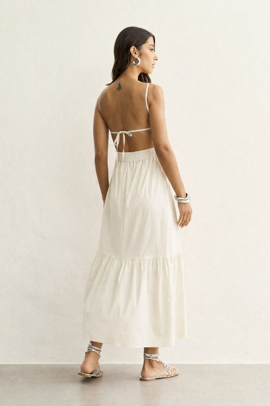 VESTIDO FRENTE ÚNICA AMARRAÇÃO COSTAS OFF WHITE